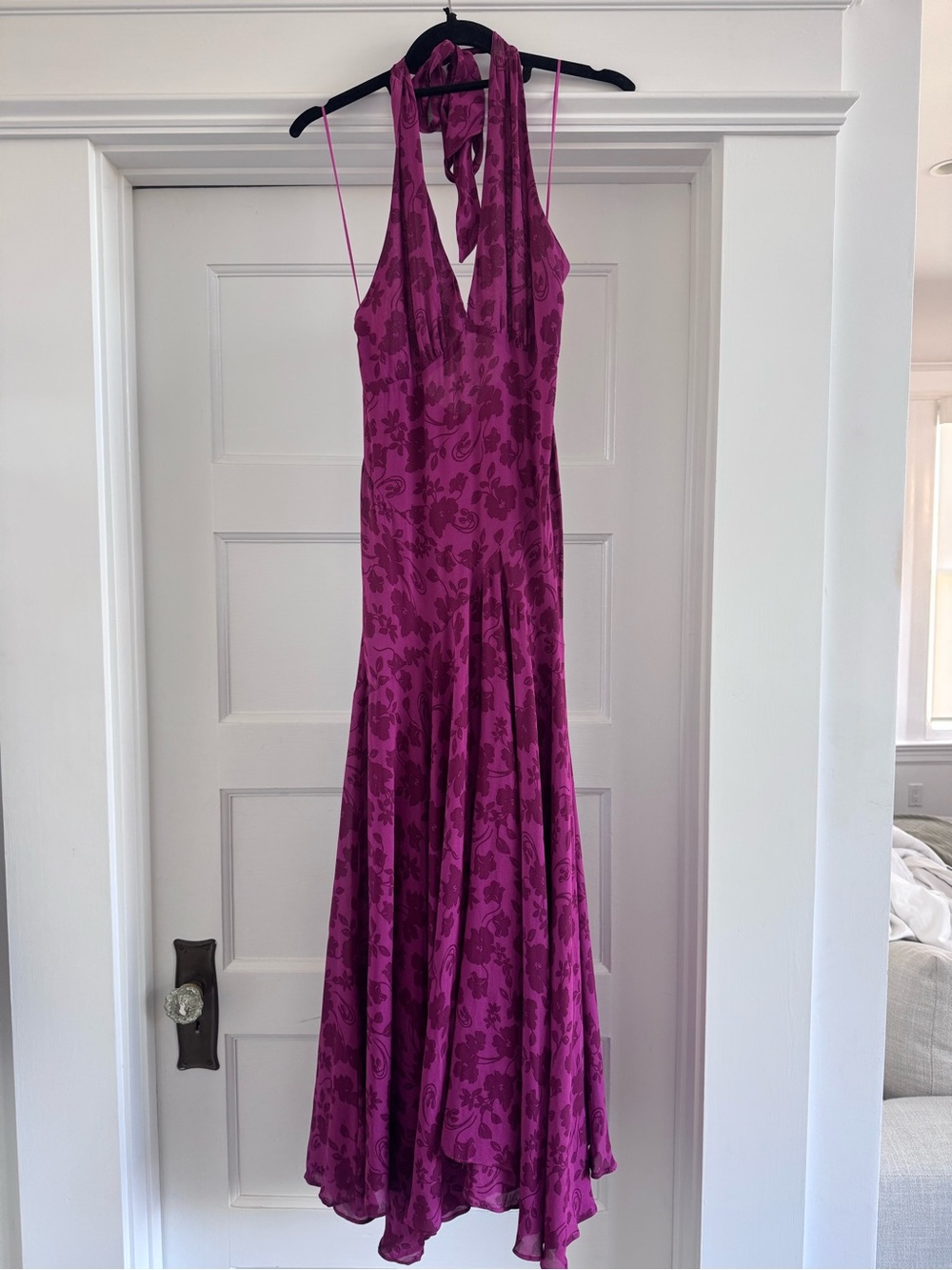 Reformation Magenta Halter Floral Dress